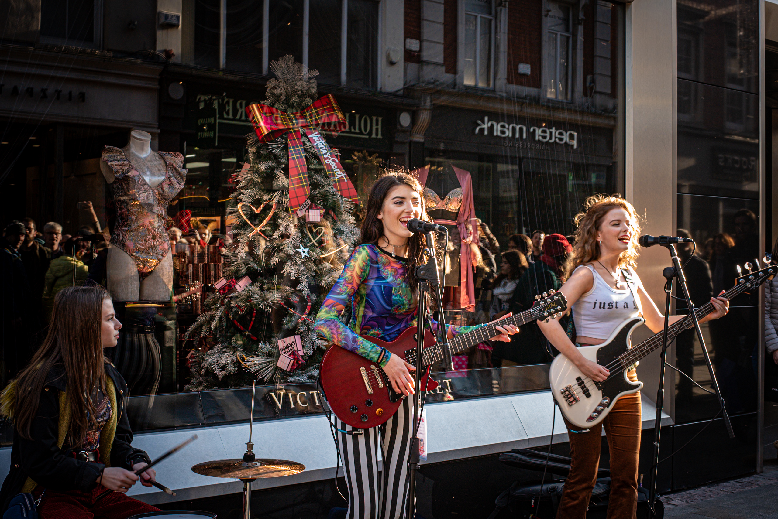 Dea Matrona busking on Grafton Street in Dublin in November 2018