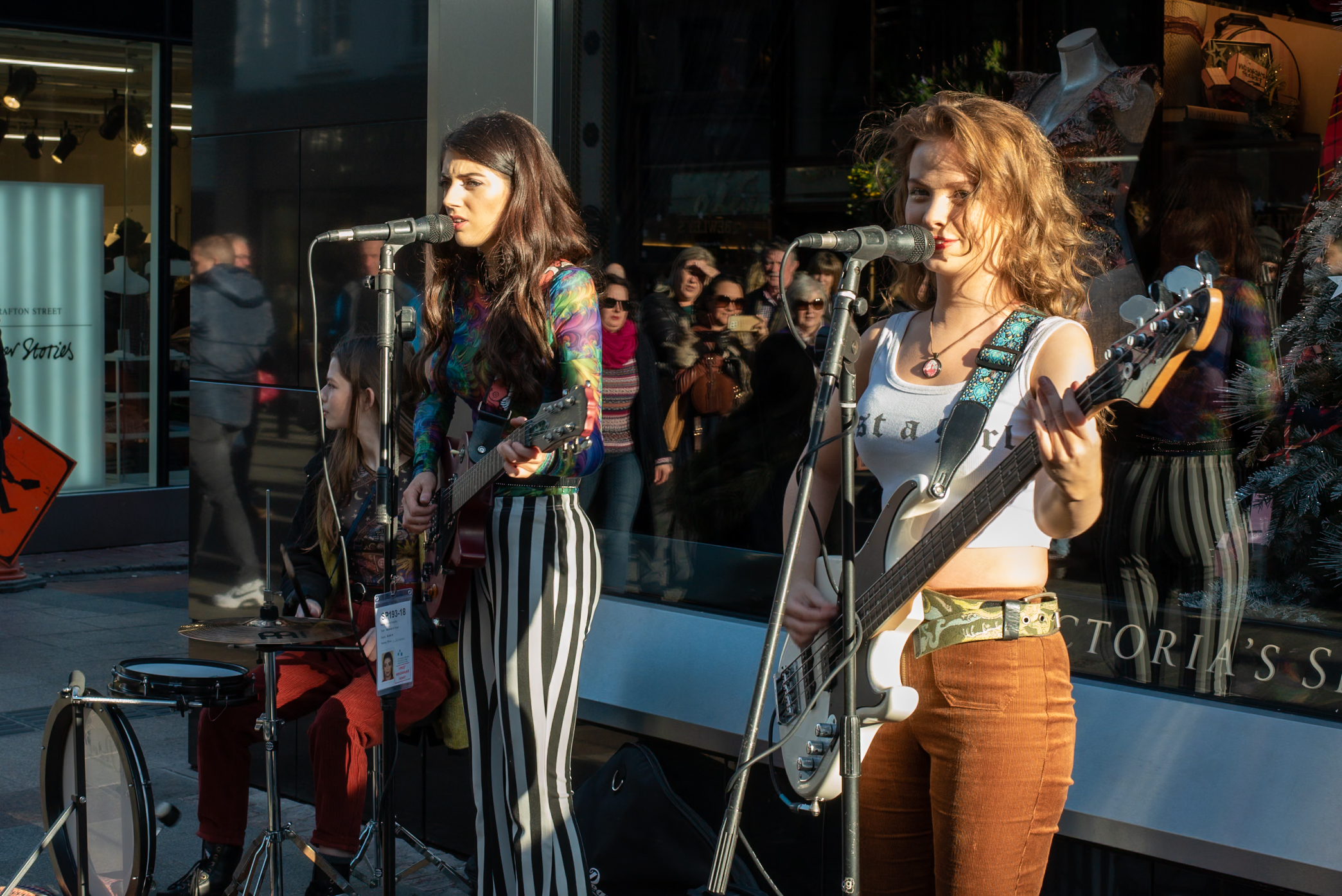 Dea Matrona busking on Grafton Street in Dublin in November 2018