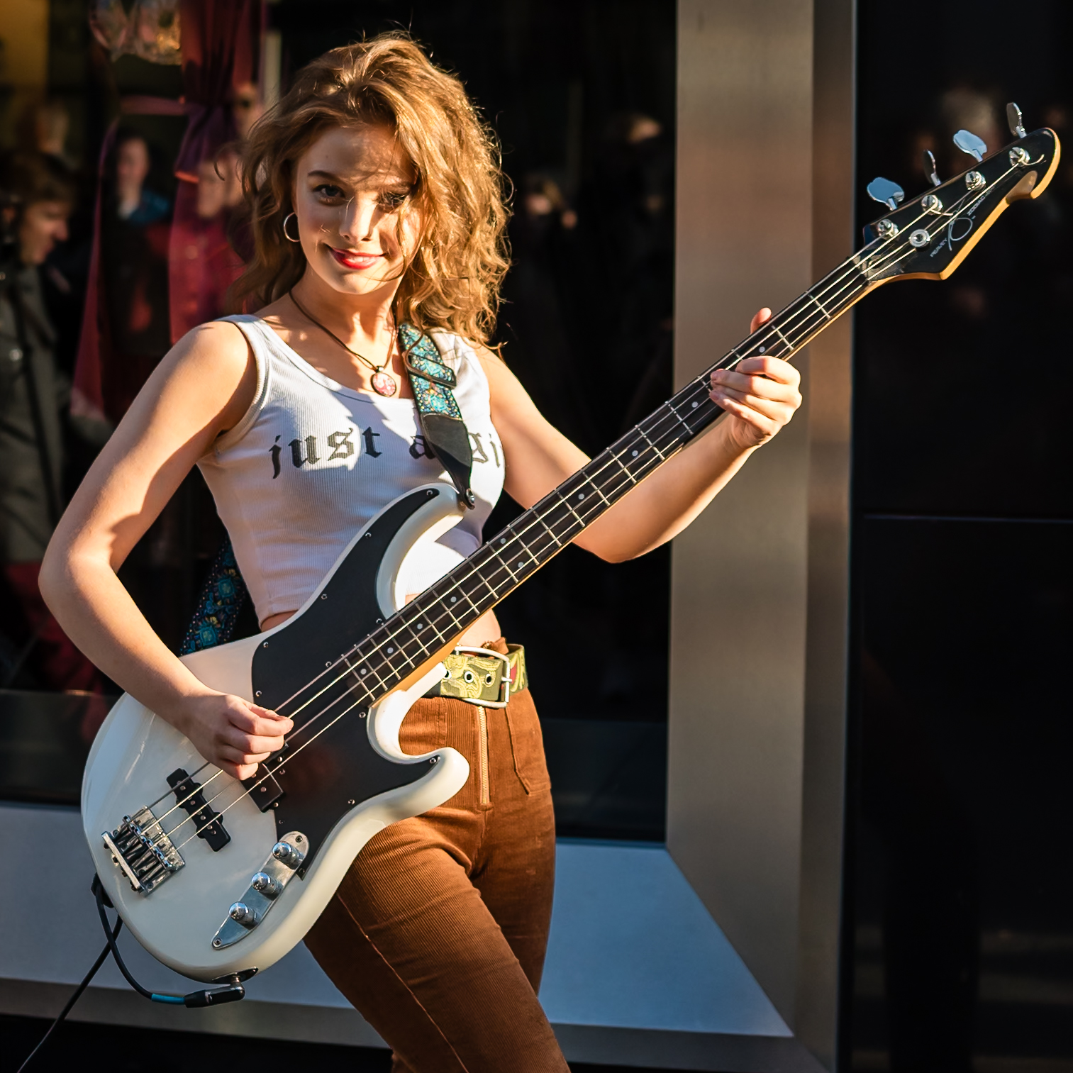 Dea Matrona busking on Grafton Street in Dublin in November 2018
